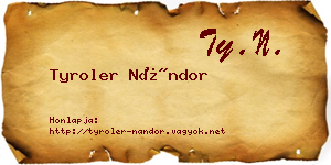 Tyroler Nándor névjegykártya